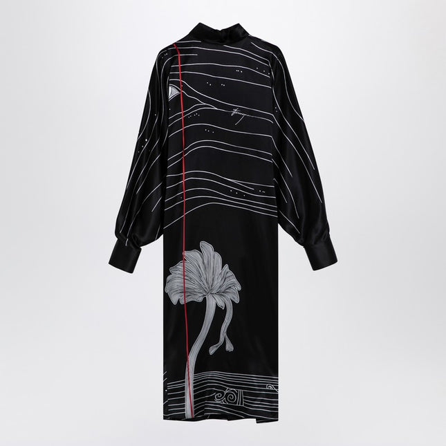 Ferragamo Black silk satin midi dress