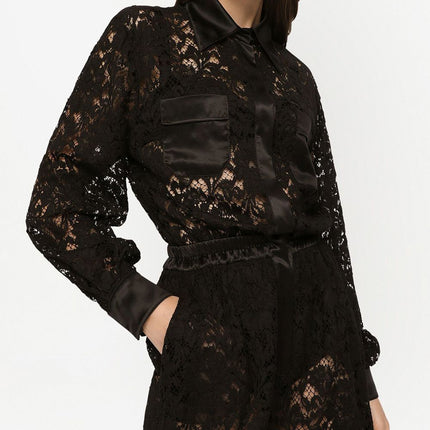 Dolce & Gabbana lace-trim long-sleeve jumpsuit