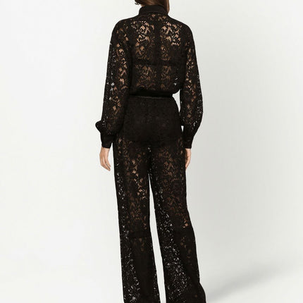Dolce & Gabbana lace-trim long-sleeve jumpsuit