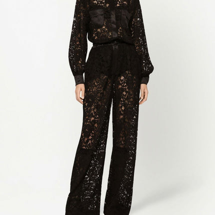 Dolce & Gabbana lace-trim long-sleeve jumpsuit