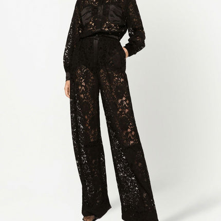 Dolce & Gabbana lace-trim long-sleeve jumpsuit