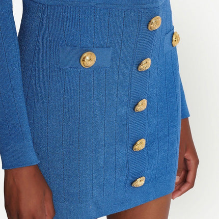 Balmain Button-detail knitted miniskirt