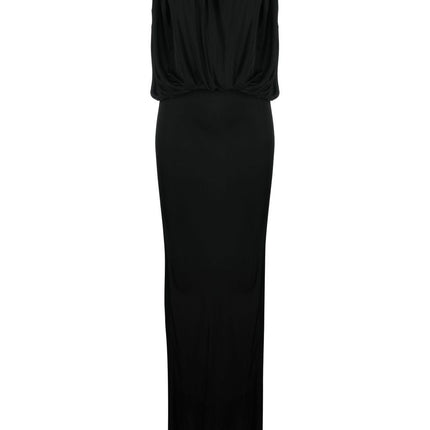 Saint Laurent draped sleeveless jersey dress