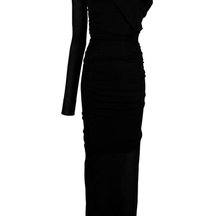 Saint Laurent semi-sheer one-sleeve long dress