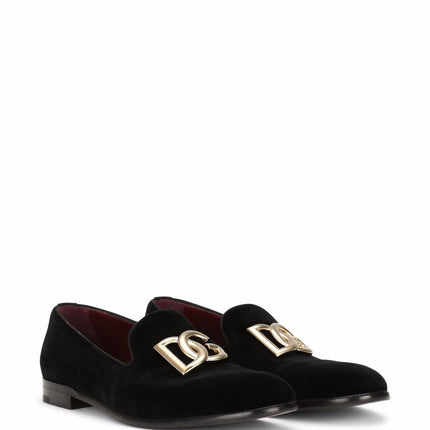 Dolce & Gabbana DG logo velvet slippers