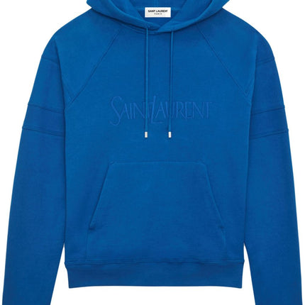 Saint Laurent logo-embroidered cotton hoodie