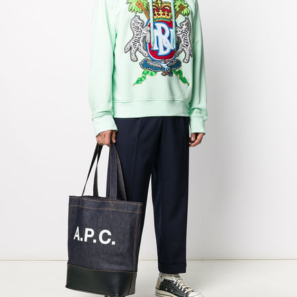 A.P.C. logo print denim tote