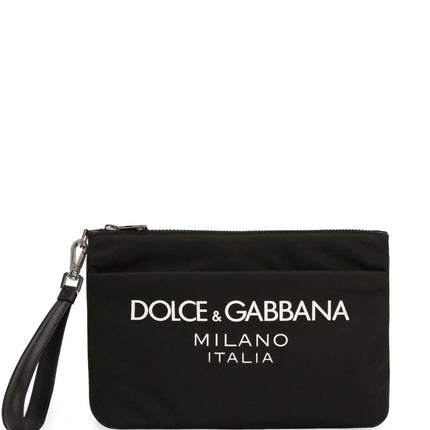 Dolce & Gabbana Nylon pouch with rubberized logo