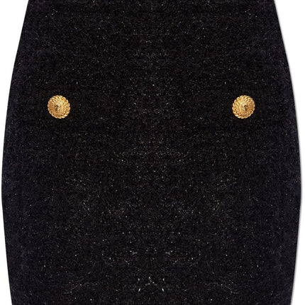 Balmain High-waisted bouclé miniskirt
