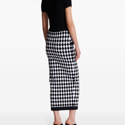Balmain Diamond-intarsia knitted midi skirt