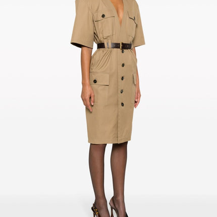Saint Laurent Cotton twill midi dress
