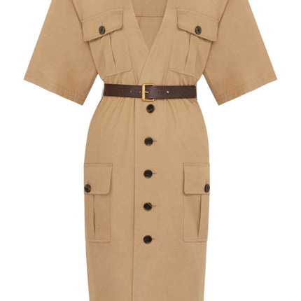 Saint Laurent Cotton twill midi dress