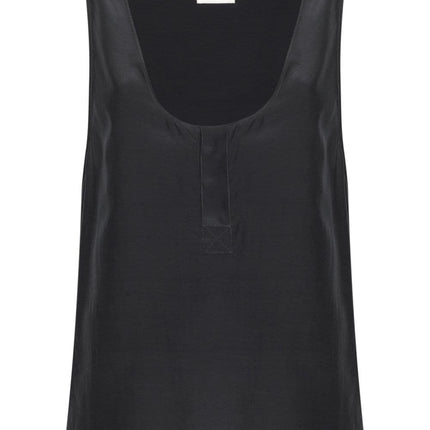 Saint Laurent Henley-neck silk tank top