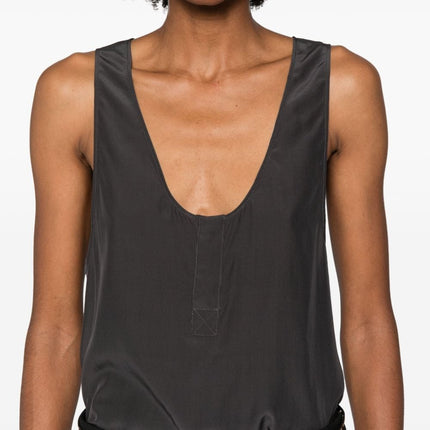 Saint Laurent Henley-neck silk tank top