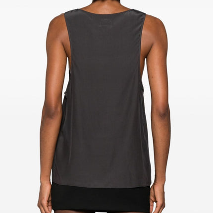Saint Laurent Henley-neck silk tank top