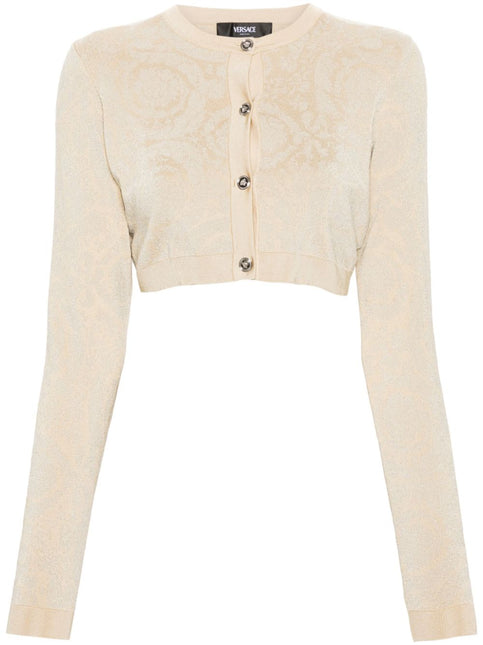 Versace Barocco lurex cropped cardigan