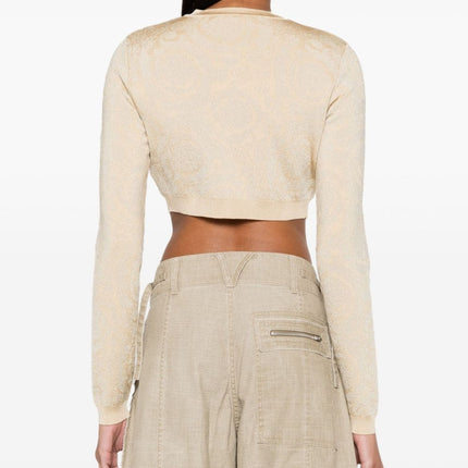 Versace Barocco lurex cropped cardigan