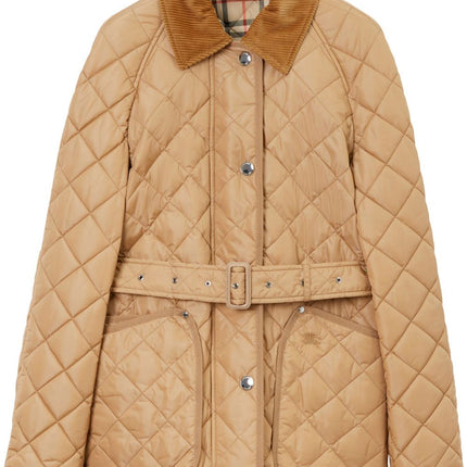 Burberry EKD-embroidered diamond-quilted jacket