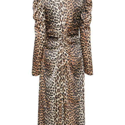 Ganni leopard-print Ruched Midi Dress