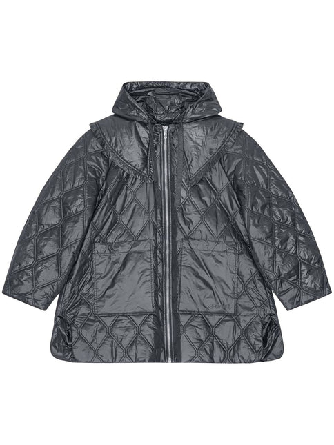 Ganni Shiny Quilt Midi Jacket