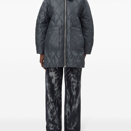 Ganni Shiny Quilt Midi Jacket