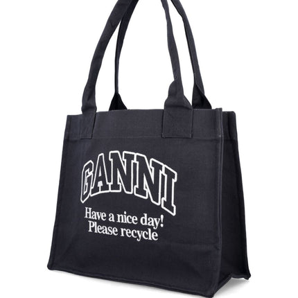 Ganni Large shopper bag with logo