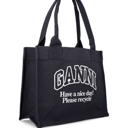 Ganni Large shopper bag with logo