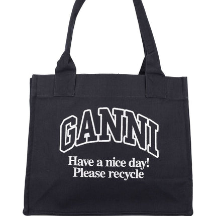 Ganni Large shopper bag with logo