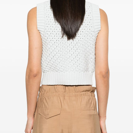 Ganni Openwork cotton vest