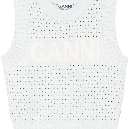 Ganni Openwork cotton vest