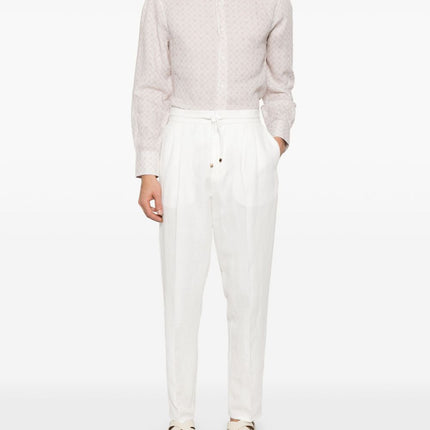 Brunello Cucinelli linen blend drawstring trousers