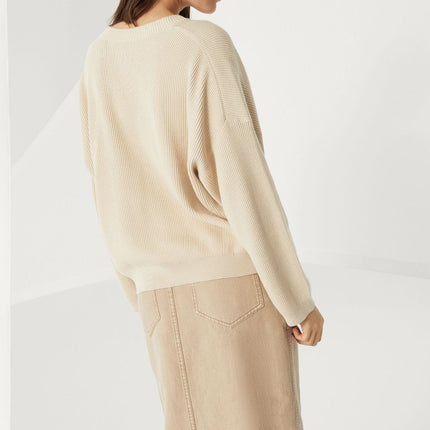 Brunello Cucinelli cotton english rib sweater with shiny detail