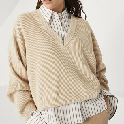Brunello Cucinelli cotton english rib sweater with shiny detail