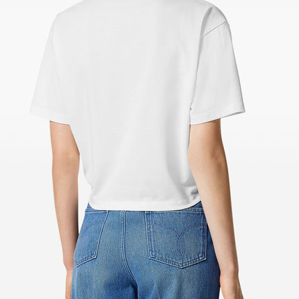 Versace logo-embroidered T-shirt in white