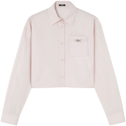 Versace Pinstripe Chain boxy short shirt