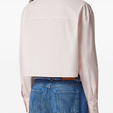 Versace Pinstripe Chain boxy short shirt