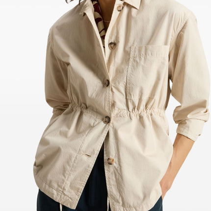 Woolrich Garment-Dyed Pure Cotton Overshirt beige