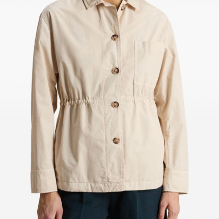 Woolrich Garment-Dyed Pure Cotton Overshirt beige