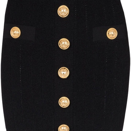 Balmain Button Embellished Knitted Skirt