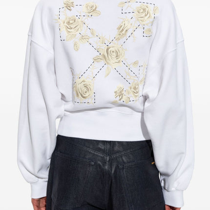 Off White logo-print cropped sweatshirt