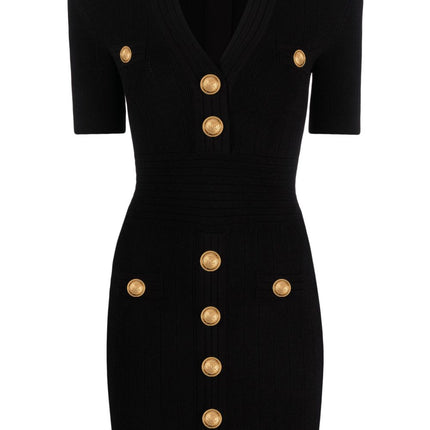 Balmain short knitted dress with golden buttons