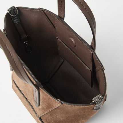 Brunello Cucinelli Duo mini bag in suede with monili