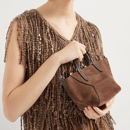 Brunello Cucinelli Duo mini bag in suede with monili