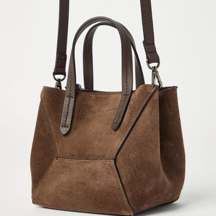 Brunello Cucinelli Duo mini bag in suede with monili
