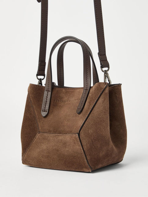 Brunello Cucinelli Duo mini bag in suede with monili