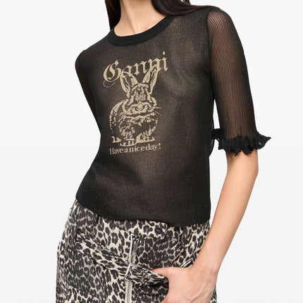Ganni Sheer Jacquard Top