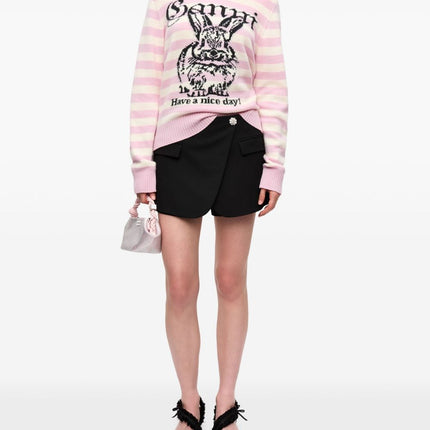 Ganni Striped Graphic Wool Bunny Jumper