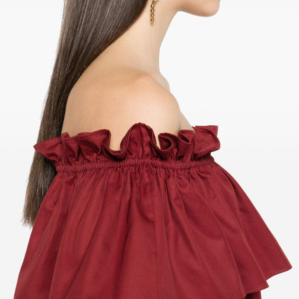 Saint Laurent ruffled cotton mini dress
