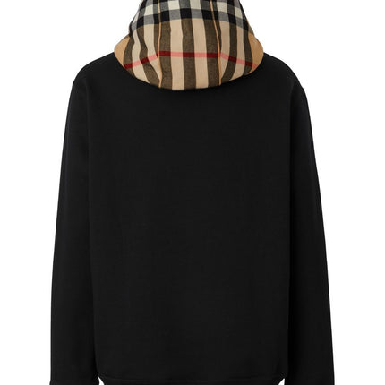 Burberry Check Cotton Blend Zip-Up Hoodie