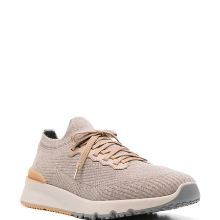 Brunello Cucinelli Runners in wool and semi-gloss calfskin